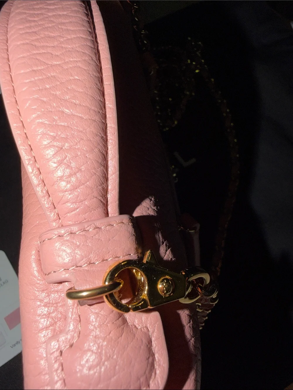 100% CHANEL Pink Pebbled Leather vanity Mini Bag with Gold Hardware with